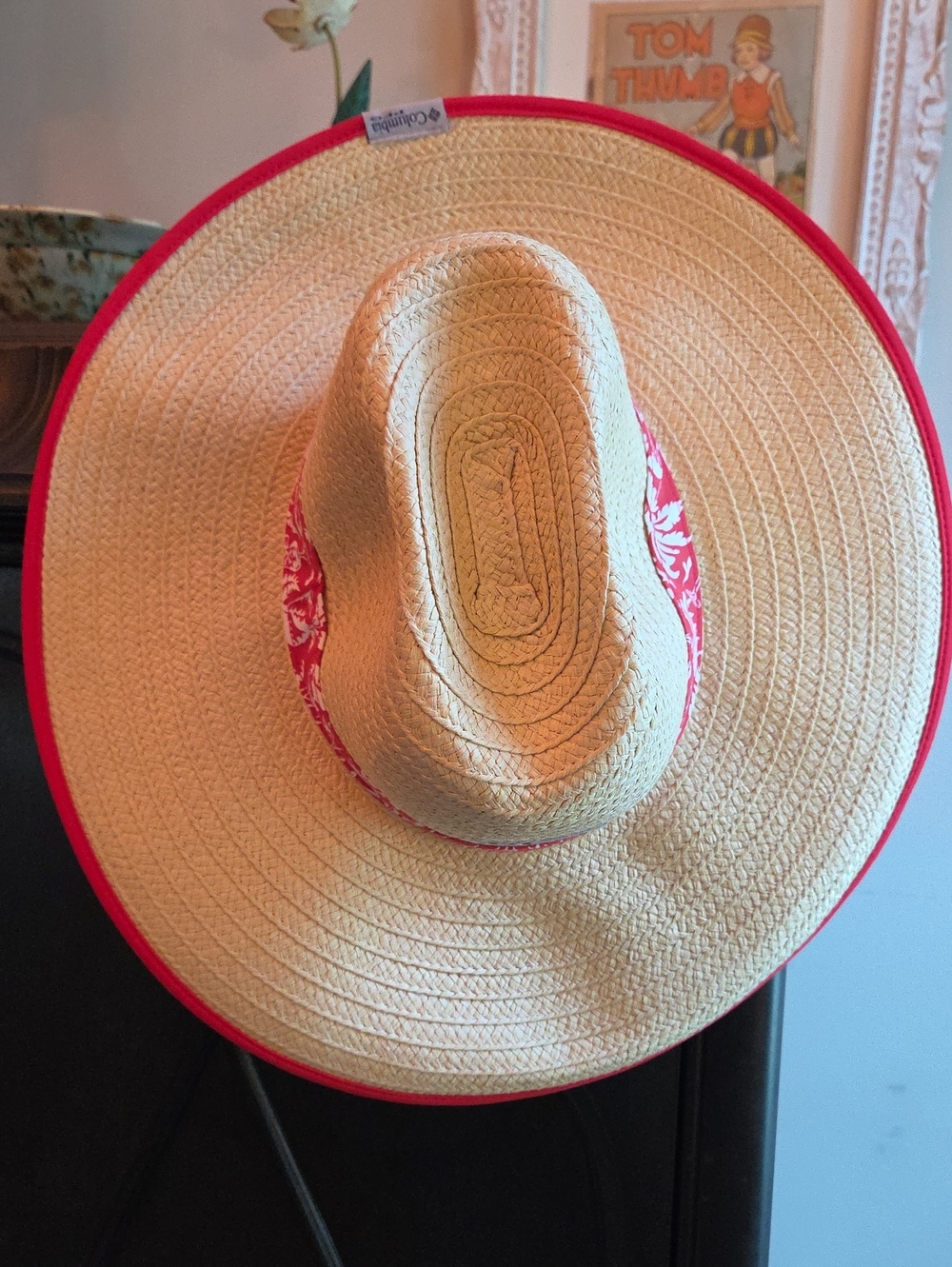 Columbia Straw Sun Hat with Red Trim